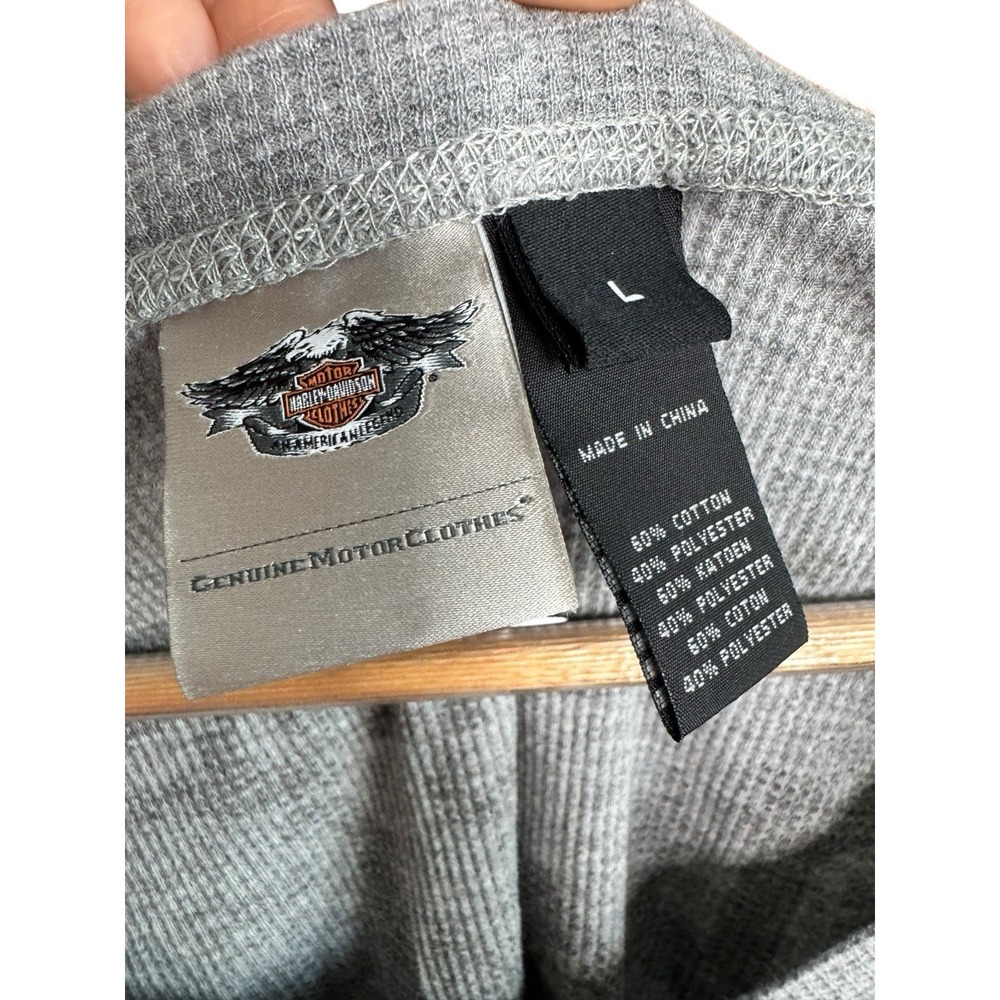 Harley Davidson Y2k Henley True Legend Thermal Top Sequin Bling Womens Large - Picture 8 of 8